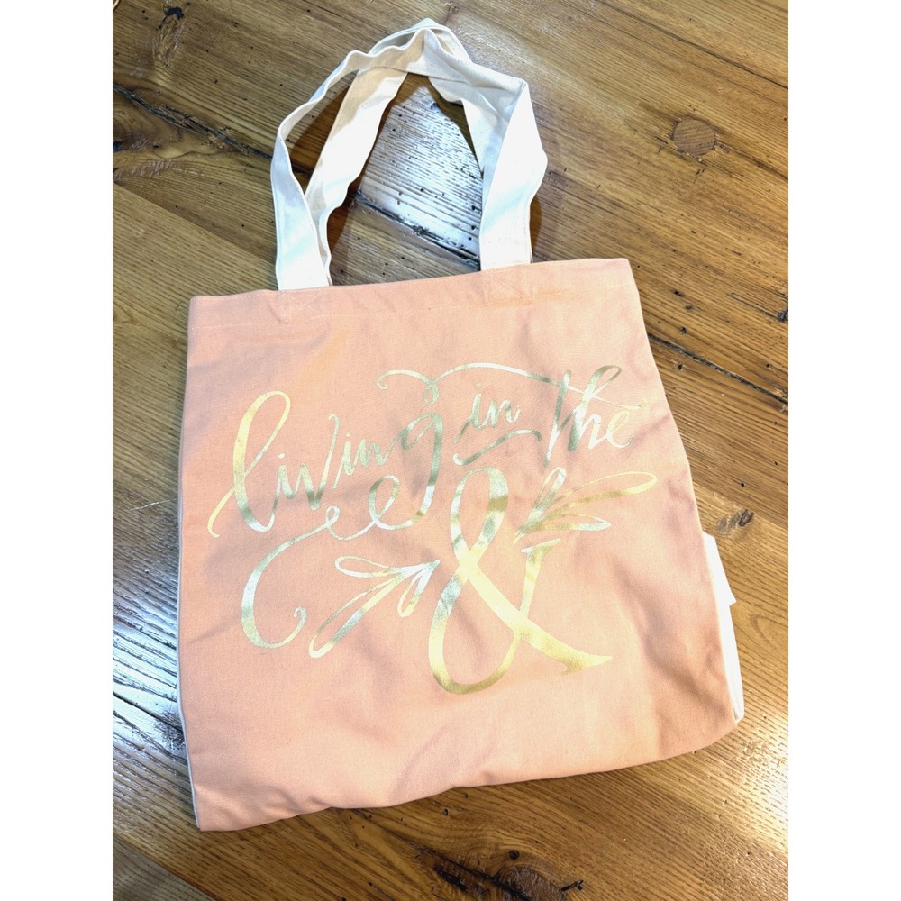 Mary & Martha 16227 "Living in the &" Tote Bag Peach Gold NWT Retired